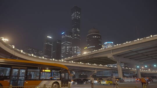 夜晚城市空镜 北京夜晚街景