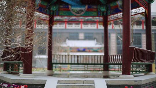 古风四合院雪景