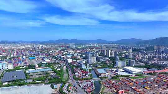 航拍宁波北仑城市建筑空境 北仑风景