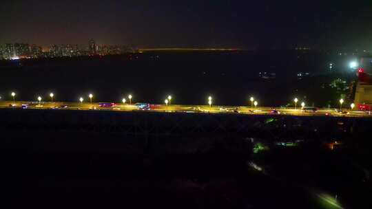 南京市鼓楼区南京长江大桥夜晚夜景城市地标视频素材模板下载