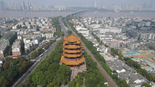 武汉黄鹤楼5A景区航拍