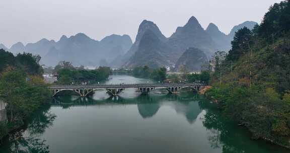 广西河池巴马盘阳河风景区航拍0794