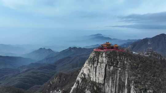 河南南阳五朵山道观万福宫航拍