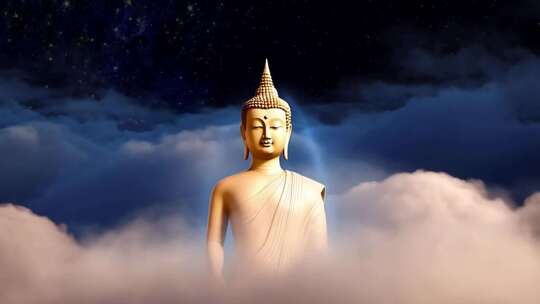 云端佛像星空背景画面