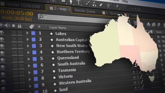 澳大利亚联邦地图工具包AE模板AE视频素材教程下载