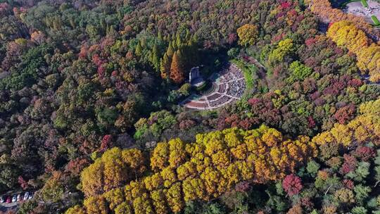 江苏南京中山陵灵山风景区音乐台秋色航拍