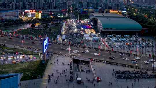 安徽蚌埠淮河文化广场旅游节航拍延时4K