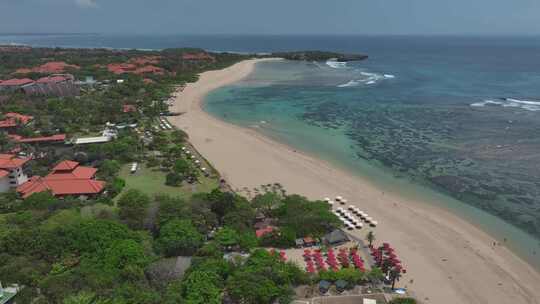 航拍印尼巴厘岛努沙杜瓦海滨度假村自然风光