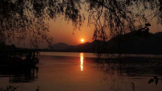 湘湖夕阳落日