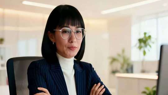 办公室女商人双臂交叉