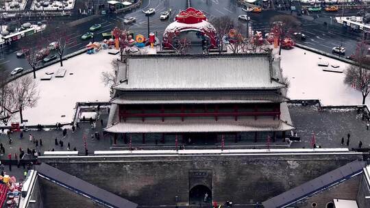 西安永宁门 灯会 雪景