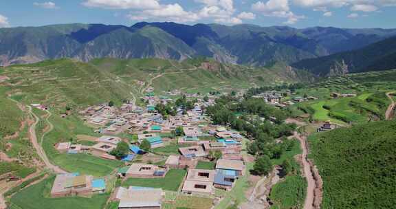 青海少数名族藏族传统村落航拍