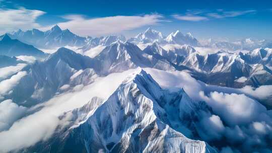 航拍雪山云海壮丽景观