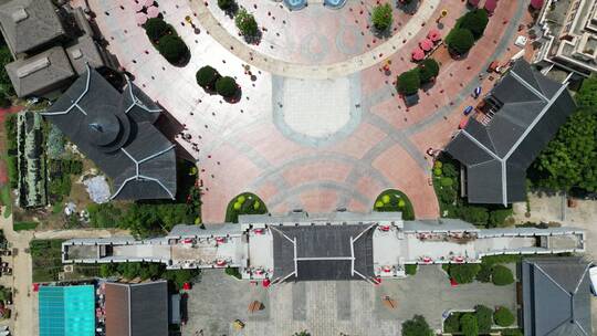 城市航拍湖北荆州鼓楼建筑