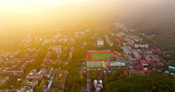 4K湖南大学岳麓书院秋天航拍