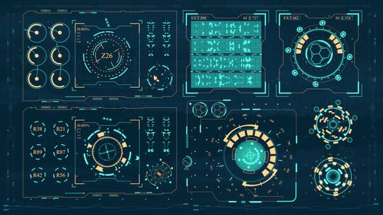 科技科幻HUD屏幕交互界面大数据互联网UI视频素材模板下载