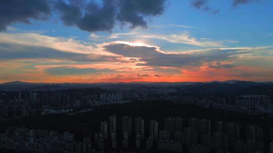 城市建筑都市日出日落朝阳晚霞夕阳黄昏航拍