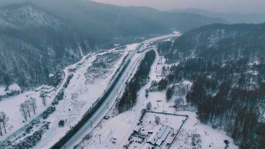 东北横道河子航拍延时视频