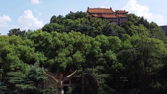 航拍湖南衡阳雁峰寺寺庙古建筑