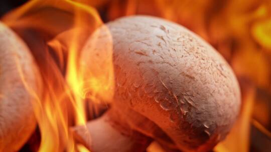 烧烤架上的蘑菇