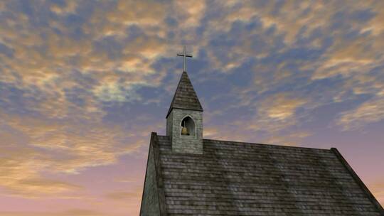 教堂上空的云景的时间流逝