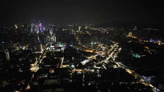 江苏南京老门东秦淮河夜景灯光航拍