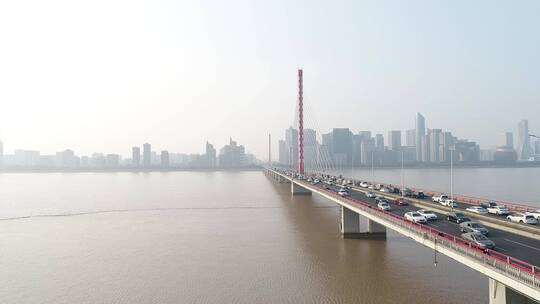 杭州西兴大桥市民中心钱塘江航拍