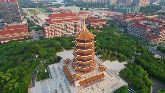 厦门航拍集美塔建筑景观