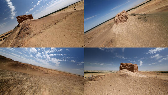 穿越机FPV敦煌阳关烽燧 古长城烽火台高清在线视频素材下载