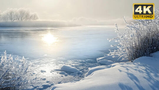 五大连池黑龙江漠河壮丽冰川风景视频素材2