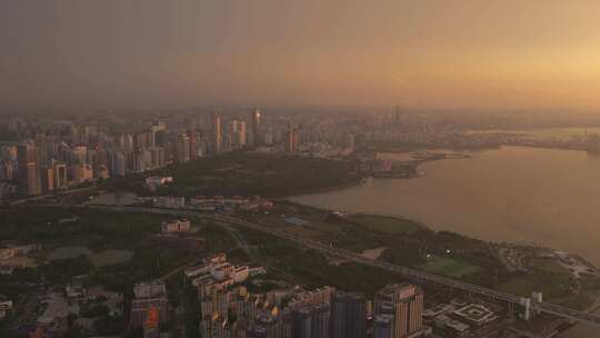 海南海口 世纪大桥日落晚霞夕阳彩虹4k航拍