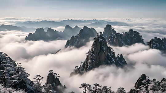 冬天黄山云海风景