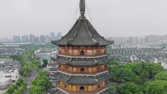 苏州报恩寺塔北寺塔中式建筑航拍