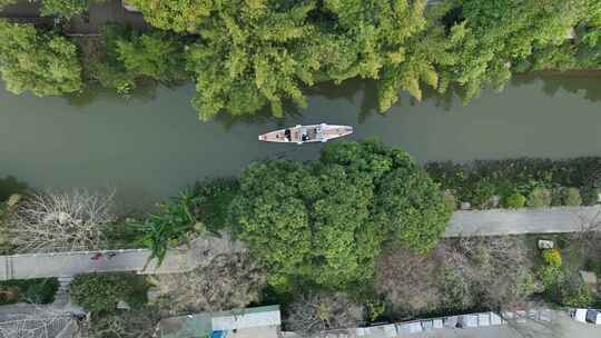 航拍福州城市内河河流 福州白马河