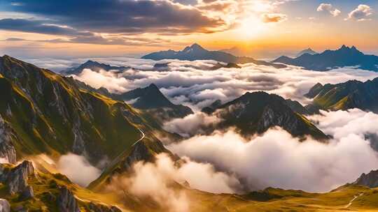 山间云海日出全景