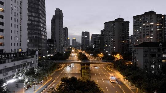 徐家汇肇嘉浜路夜景延时航拍视频素材模板下载