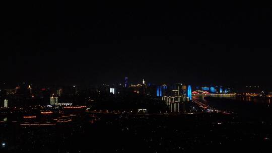 航拍城市夜景灯光长沙夜景