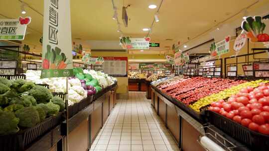 超市商超里的蔬菜区视频素材模板下载