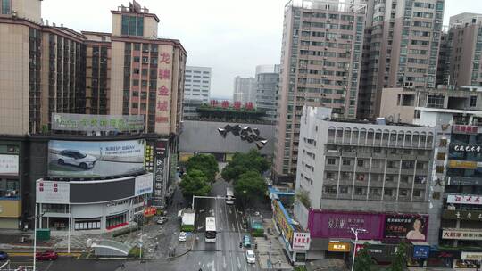 城市航拍湖南岳阳商业广场视频素材模板下载