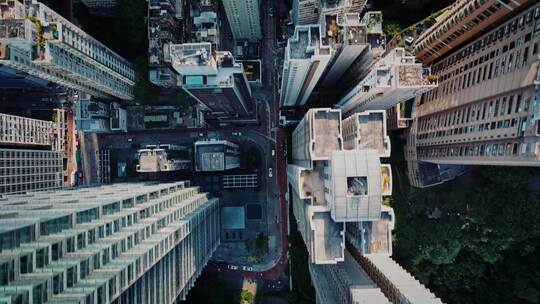 香港中环街道建筑俯拍