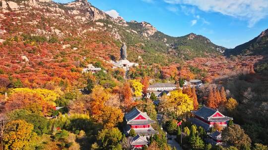 青岛崂山青岛秋景青岛太清宫航拍视频素材模板下载