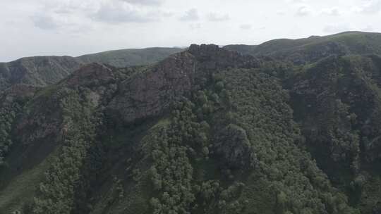 航拍内蒙古呼和浩特大青山井尔梁高山奇石