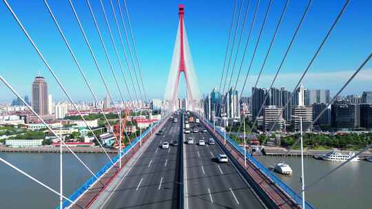 上海市杨浦大桥城市环境视频素材模板下载