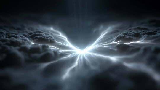 云层中能量汇聚释放耀眼光芒
