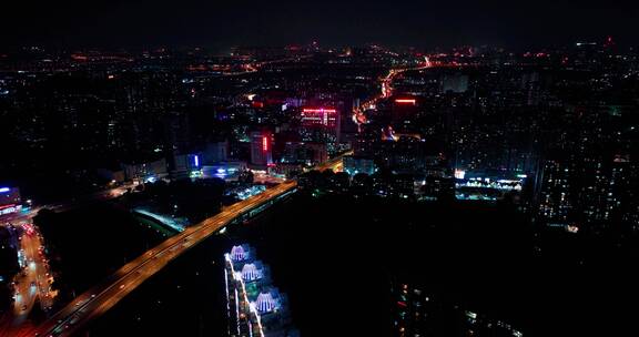 广州海珠区夜景航拍