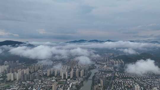 温州清晨平流雾航拍