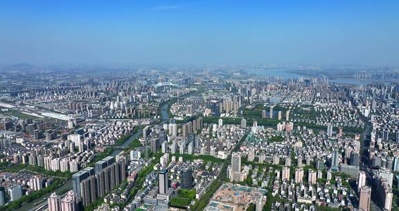 高空鸟瞰杭州市区全景