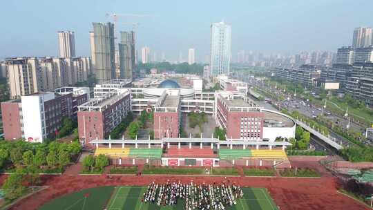 六安毛坦厂中学东城校区附属学校校园航拍