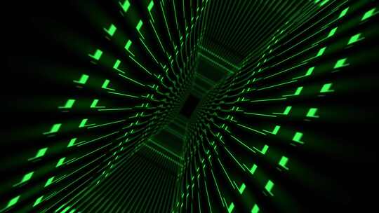 3D数字技术动画无限隧道绿色4K视频素材模板下载