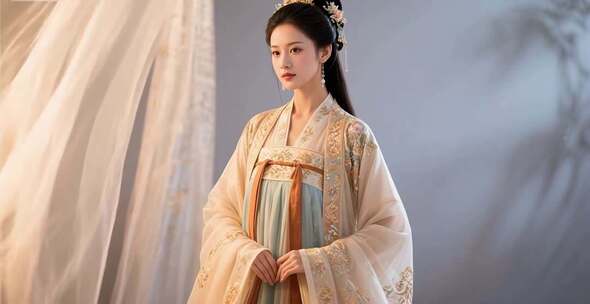 古风女子汉服造型特写